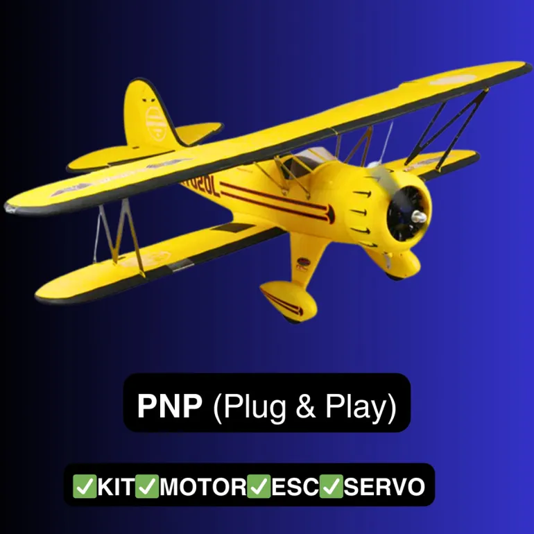 Dynam Waco YMF-5D V2 Yellow 4S RC Biplane 1300mm 51" Wingspan