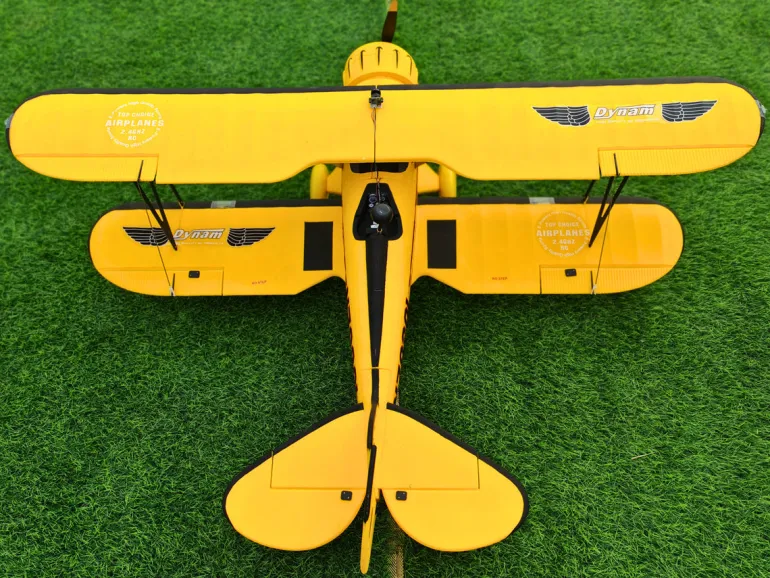 Dynam Waco YMF-5D V2 Yellow 4S RC Biplane 1300mm 51" Wingspan