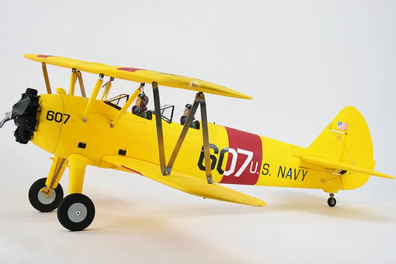 EU/CA Stock Only! Dynam Stearman PT-17 Yellow 4S RC Biplane 1300mm 51" Wingspan