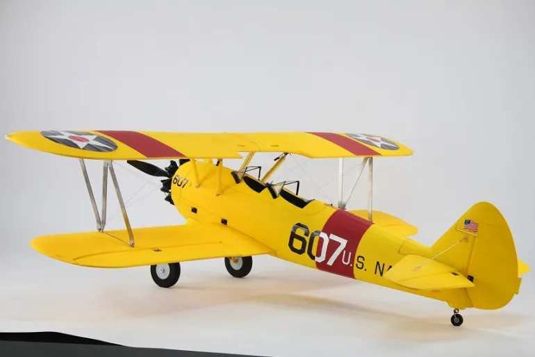 EU/CA Stock Only! Dynam Stearman PT-17 Yellow 4S RC Biplane 1300mm 51" Wingspan