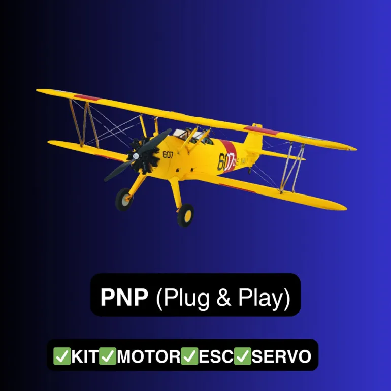 EU/CA Stock Only! Dynam Stearman PT-17 Yellow 4S RC Biplane 1300mm 51" Wingspan