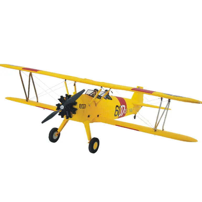 EU/CA Stock Only! Dynam Stearman PT-17 Yellow 4S RC Biplane 1300mm 51" Wingspan