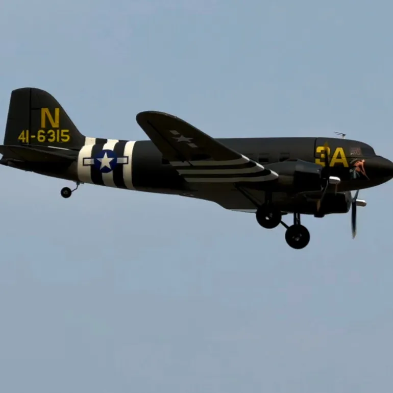 EU Stock Only! Dynam C-47 Skytrain V2 Green RC Warbird Plane 1500mm 59" Wingspan