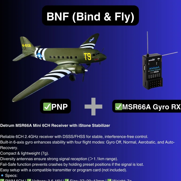 EU Stock Only! Dynam C-47 Skytrain V2 Green RC Warbird Plane 1500mm 59" Wingspan
