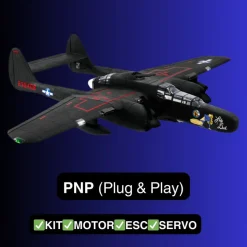 EU Stock Only! Dynam P-61 Black Widow 4S Twin Engine RC Warbird Plane 1500mm w/ Flaps