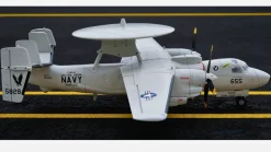 🌟🎉 New Release! Dynam E-2C Hawkeye AEW 1500mm Twin-Engine 360° Rotating Radar RC Scale Airplane