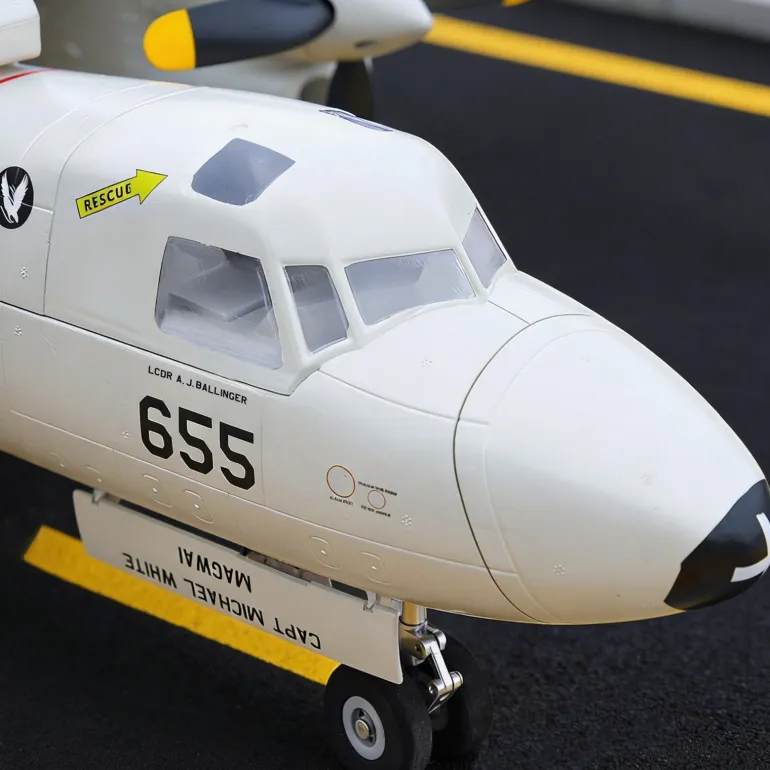 🌟🎉 New Release! Dynam E-2C Hawkeye AEW 1500mm Twin-Engine 360° Rotating Radar RC Scale Airplane