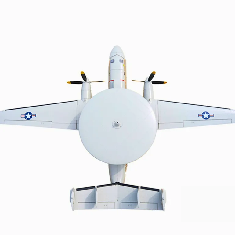 🌟🎉 New Release! Dynam E-2C Hawkeye AEW 1500mm Twin-Engine 360° Rotating Radar RC Scale Airplane