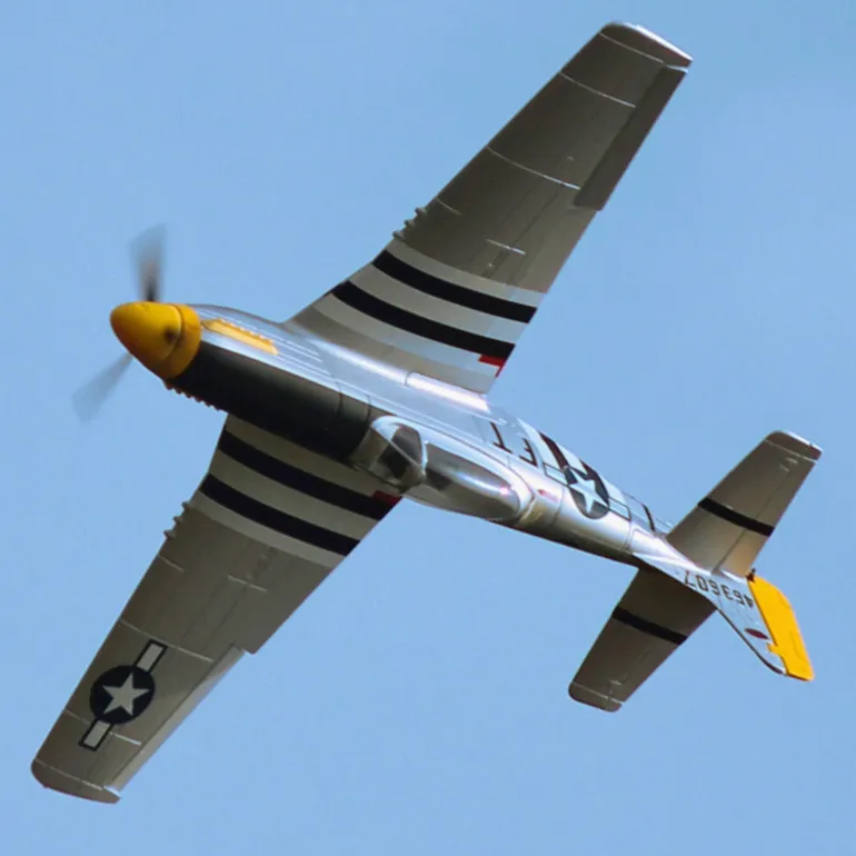 UK Stock Only! Dynam P-51 Mustang V2 Silver RC Warbird Plane 1200mm Wingspan w/ Flaps