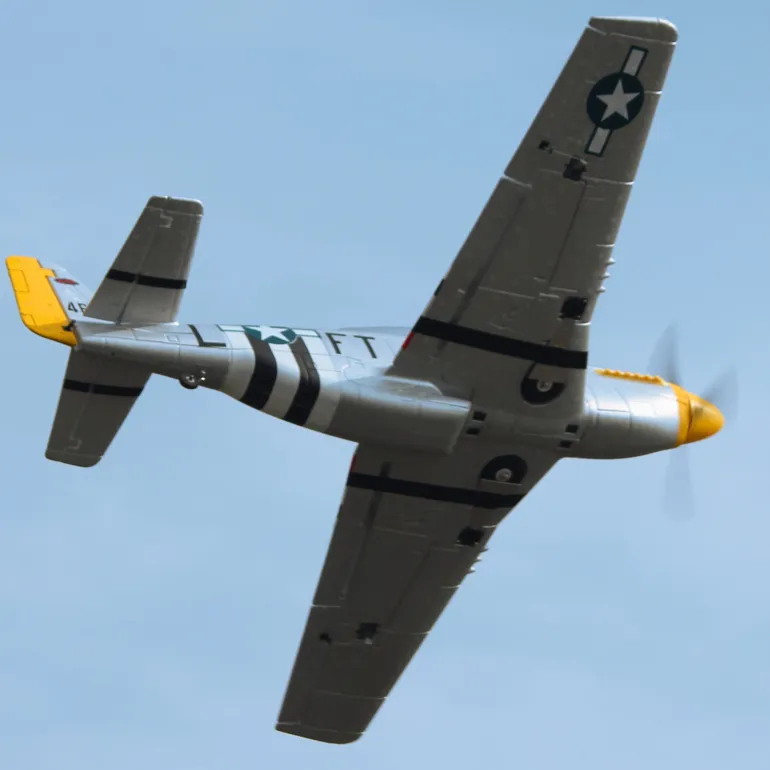 UK Stock Only! Dynam P-51 Mustang V2 Silver RC Warbird Plane 1200mm Wingspan w/ Flaps