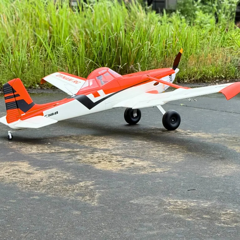 ✨🔄 Upgraded! Dynam Cessna 188 Crop Duster V2 Orange 4S STOL RC Scale Plane 1.5m w/ Rubber Wheel