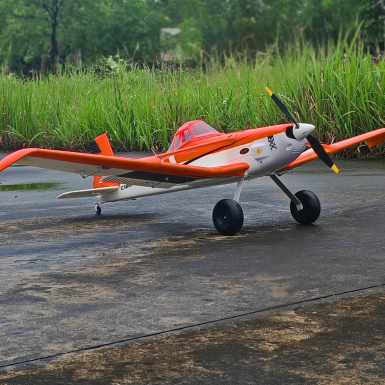 ✨🔄 Upgraded! Dynam Cessna 188 Crop Duster V2 Orange 4S STOL RC Scale Plane 1.5m w/ Rubber Wheel