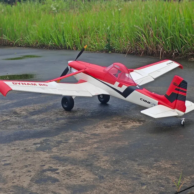 ✨🔄 Upgraded! Dynam Cessna 188 Crop Duster V2 Red 4S STOL RC Scale Plane 1.5m w/ Rubber Wheel