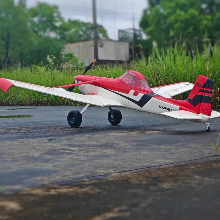 ✨🔄 Upgraded! Dynam Cessna 188 Crop Duster V2 Red 4S STOL RC Scale Plane 1.5m w/ Rubber Wheel