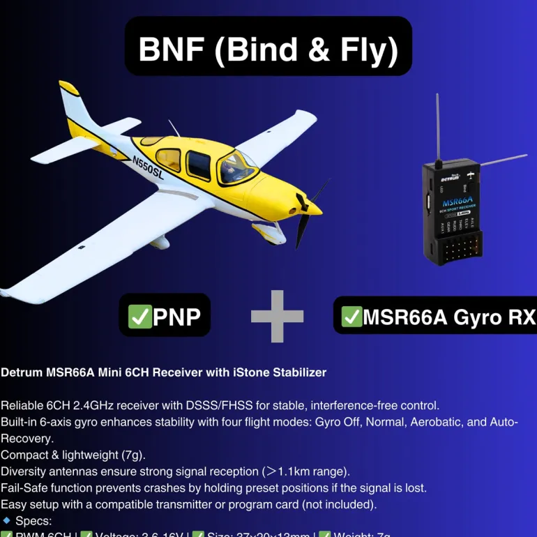 ✨🔄 Upgraded! Dynam Cirrus SR22 V3 Trainer 3S/4S Yellow RC Beginner Scale Plane 1.4m w/ Flaps