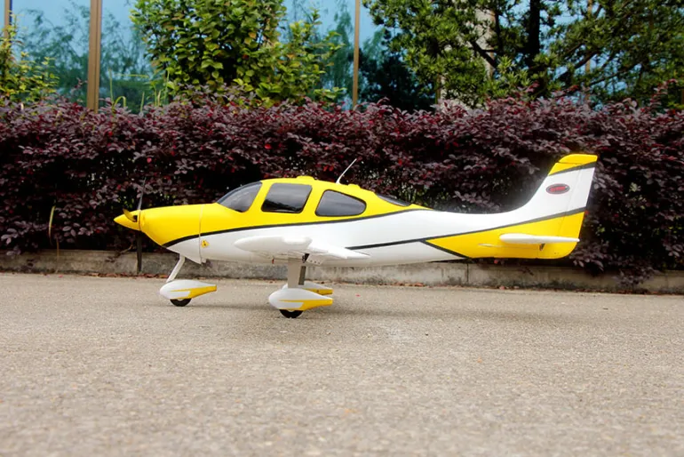 ✨🔄 Upgraded! Dynam Cirrus SR22 V3 Trainer 3S/4S Yellow RC Beginner Scale Plane 1.4m w/ Flaps