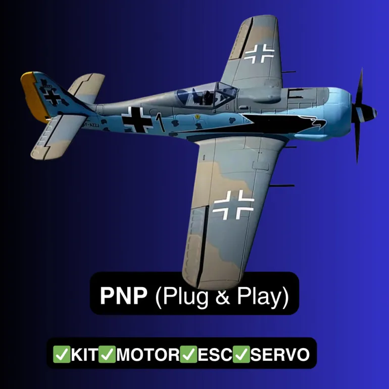 ✨🔄 Upgraded! Dynam Focke Wulf FW-190 V3 4S RC Warbird Plane 1300mm w/ Flaps