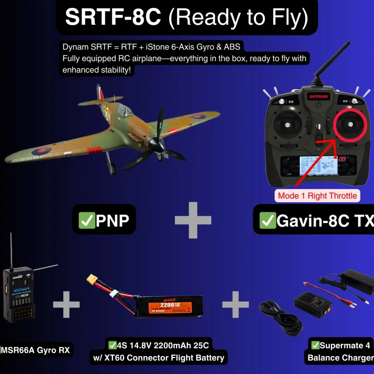 ✨🔄 Upgraded! Dynam Hawker Hurricane V3 4S RC Warbird Plane 1250mm w/ Flaps