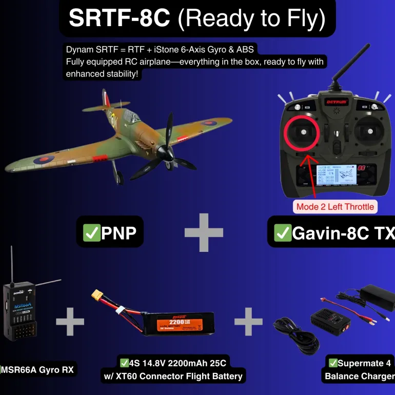 ✨🔄 Upgraded! Dynam Hawker Hurricane V3 4S RC Warbird Plane 1250mm w/ Flaps