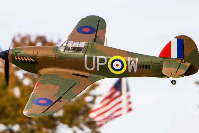 ✨🔄 Upgraded! Dynam Hawker Hurricane V3 4S RC Warbird Plane 1250mm w/ Flaps