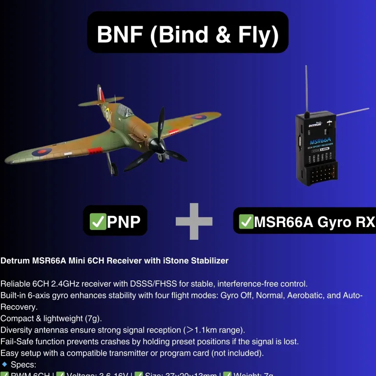 ✨🔄 Upgraded! Dynam Hawker Hurricane V3 4S RC Warbird Plane 1250mm w/ Flaps