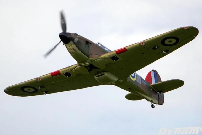 ✨🔄 Upgraded! Dynam Hawker Hurricane V3 4S RC Warbird Plane 1250mm w/ Flaps