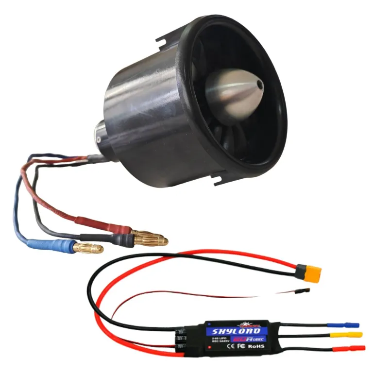 ✨🔄 Upgraded! Dynam 70mm 12-Blade 6S EDF Power System w/ TC-2860-2200KV Inrunner Brushless Motor & 80A ESC XT60