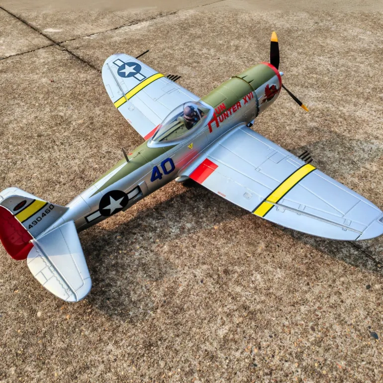 ✨🔄 Upgraded! Dynam P-47D Thunderbolt V2 4S RC Warbird Plane 1220mm w/ Flaps