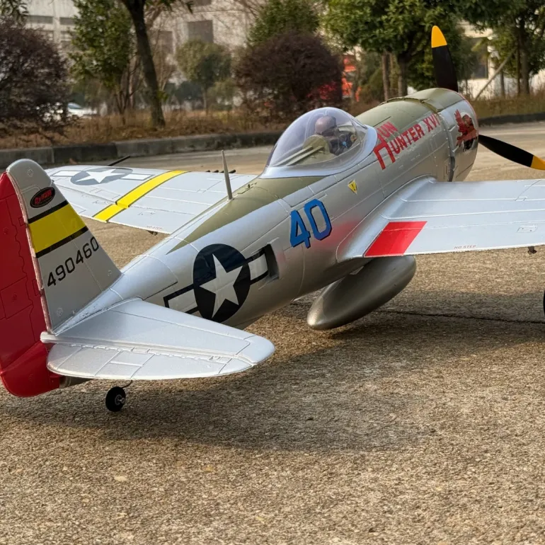 ✨🔄 Upgraded! Dynam P-47D Thunderbolt V2 4S RC Warbird Plane 1220mm w/ Flaps