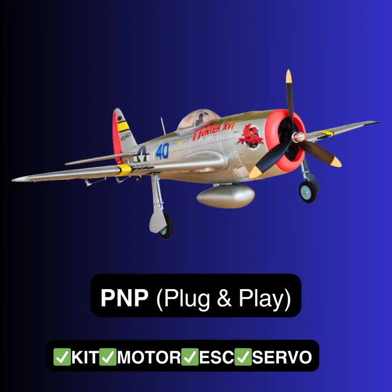 ✨🔄 Upgraded! Dynam P-47D Thunderbolt V2 4S RC Warbird Plane 1220mm w/ Flaps