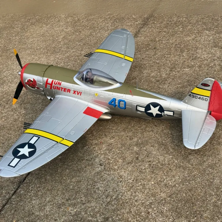 ✨🔄 Upgraded! Dynam P-47D Thunderbolt V2 4S RC Warbird Plane 1220mm w/ Flaps