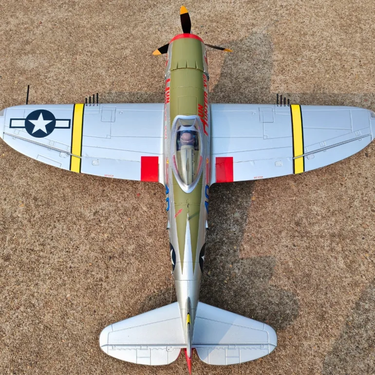 ✨🔄 Upgraded! Dynam P-47D Thunderbolt V2 4S RC Warbird Plane 1220mm w/ Flaps